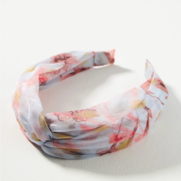 Anthropologie Accessories - Anthropologie Floral Twist Headband in Light Blue, Pink & Gold NWOT